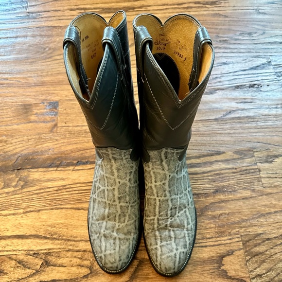 Justin Genuine Elephant Cowboy Boots EUC Size 8.5D (medium width) - Picture 1 of 9